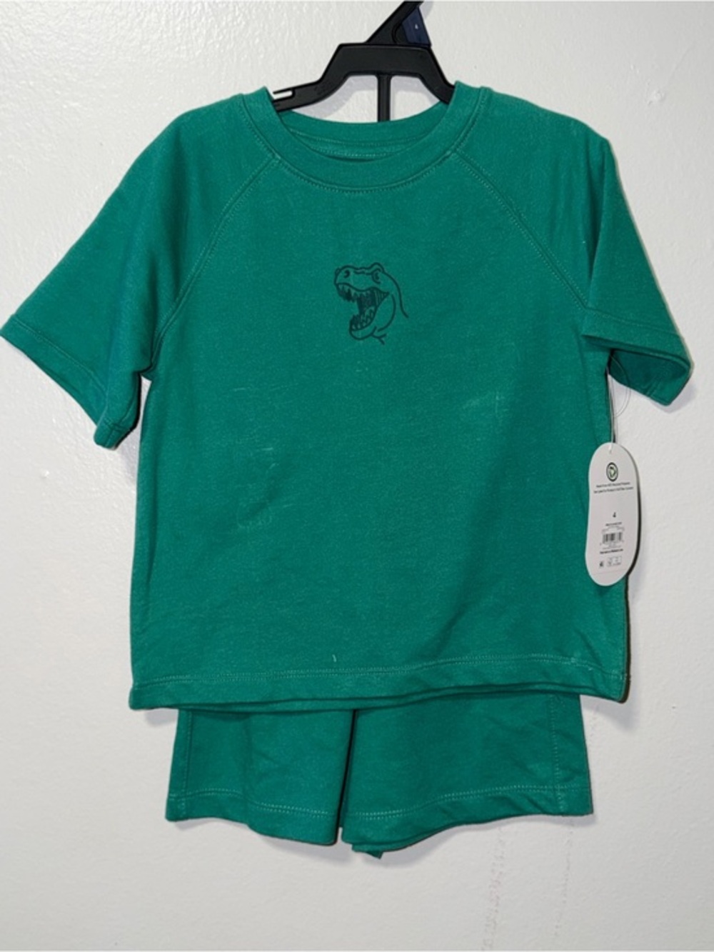 wonder nation Green Dinosaur Tee & Shorts Set
